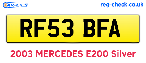 RF53BFA are the vehicle registration plates.