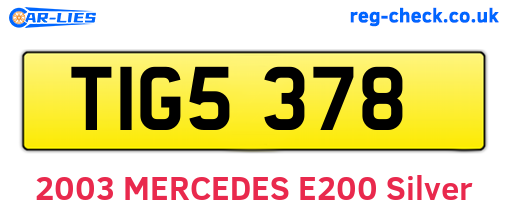 TIG5378 are the vehicle registration plates.
