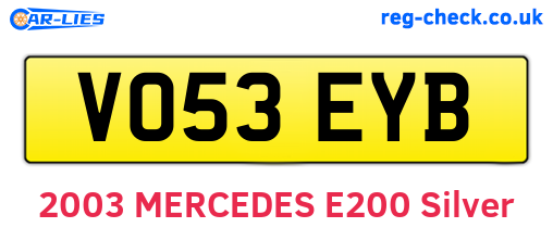 VO53EYB are the vehicle registration plates.