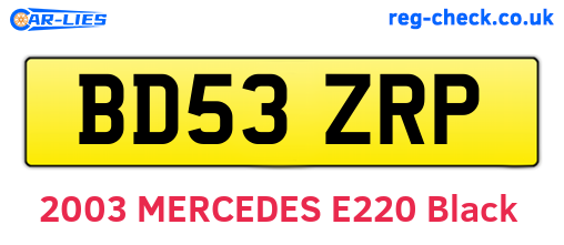 BD53ZRP are the vehicle registration plates.