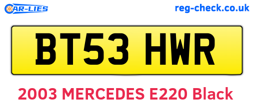 BT53HWR are the vehicle registration plates.