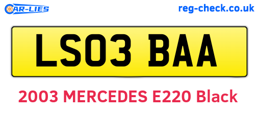 LS03BAA are the vehicle registration plates.