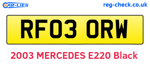 RF03ORW are the vehicle registration plates.