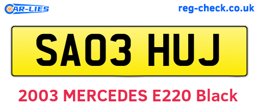 SA03HUJ are the vehicle registration plates.