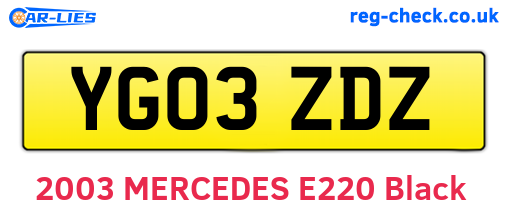 YG03ZDZ are the vehicle registration plates.