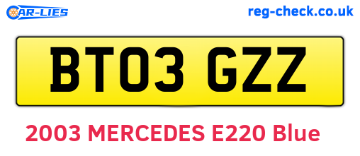 BT03GZZ are the vehicle registration plates.