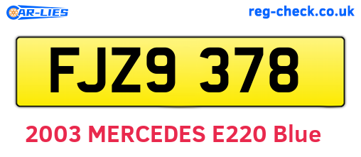 FJZ9378 are the vehicle registration plates.