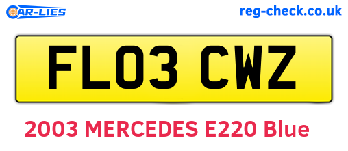 FL03CWZ are the vehicle registration plates.