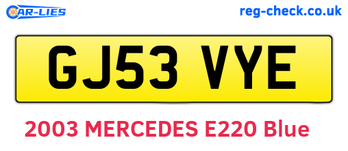 GJ53VYE are the vehicle registration plates.