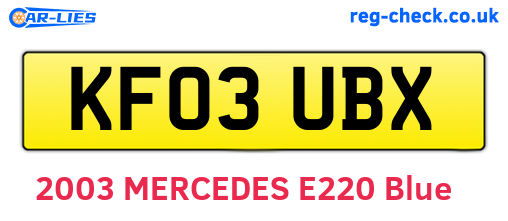 KF03UBX are the vehicle registration plates.