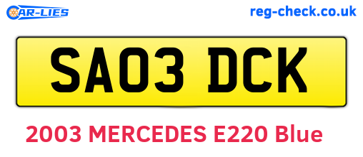 SA03DCK are the vehicle registration plates.