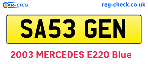 SA53GEN are the vehicle registration plates.