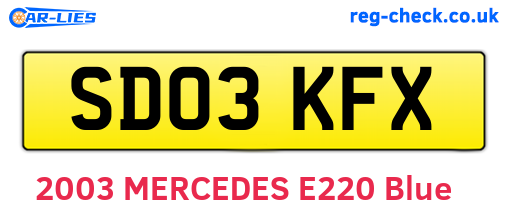 SD03KFX are the vehicle registration plates.