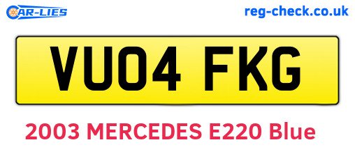 VU04FKG are the vehicle registration plates.