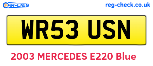 WR53USN are the vehicle registration plates.