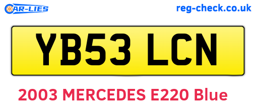 YB53LCN are the vehicle registration plates.