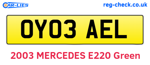OY03AEL are the vehicle registration plates.