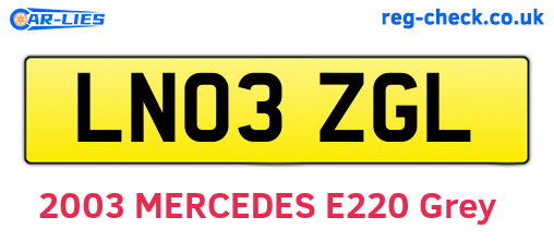 LN03ZGL are the vehicle registration plates.