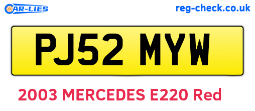PJ52MYW are the vehicle registration plates.