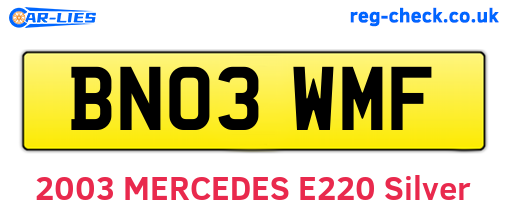 BN03WMF are the vehicle registration plates.