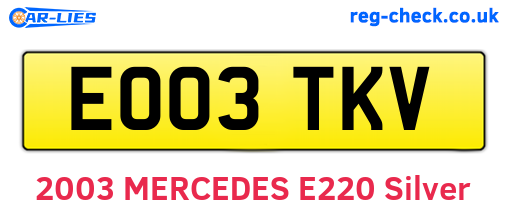 EO03TKV are the vehicle registration plates.