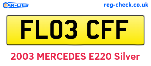 FL03CFF are the vehicle registration plates.