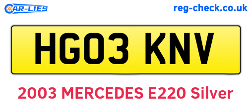 HG03KNV are the vehicle registration plates.