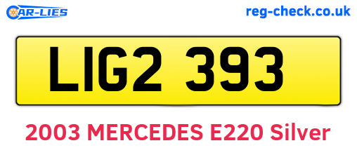 LIG2393 are the vehicle registration plates.