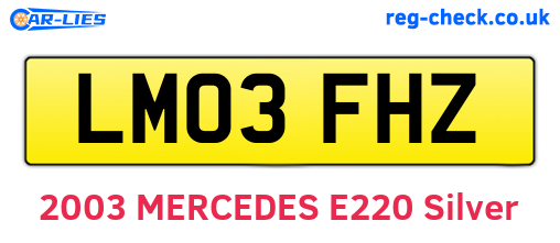 LM03FHZ are the vehicle registration plates.