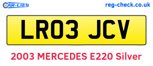 LR03JCV are the vehicle registration plates.