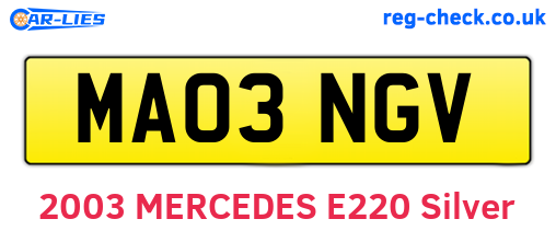 MA03NGV are the vehicle registration plates.