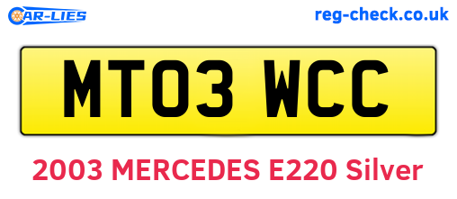 MT03WCC are the vehicle registration plates.