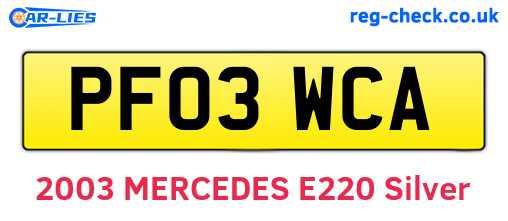 PF03WCA are the vehicle registration plates.