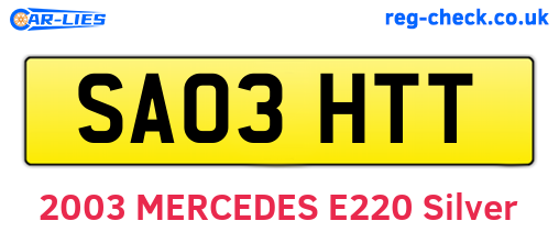 SA03HTT are the vehicle registration plates.