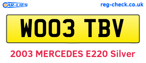 WO03TBV are the vehicle registration plates.