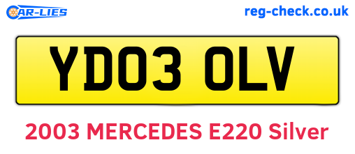 YD03OLV are the vehicle registration plates.