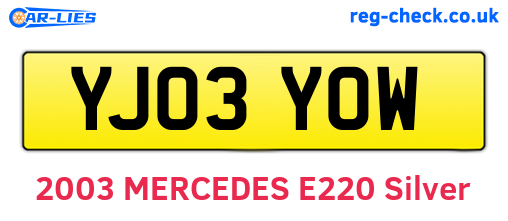 YJ03YOW are the vehicle registration plates.