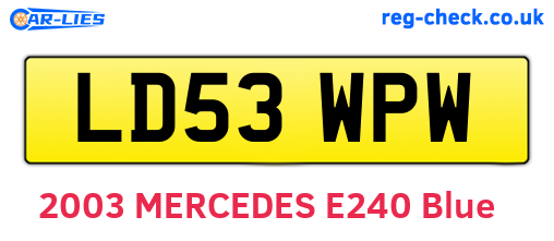 LD53WPW are the vehicle registration plates.