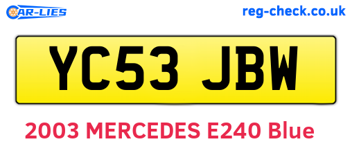 YC53JBW are the vehicle registration plates.