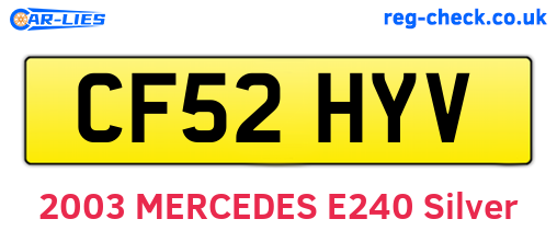 CF52HYV are the vehicle registration plates.