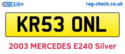 KR53ONL are the vehicle registration plates.