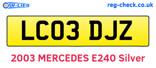 LC03DJZ are the vehicle registration plates.