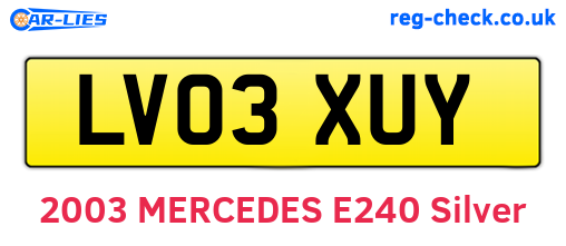 LV03XUY are the vehicle registration plates.