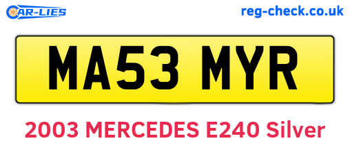 MA53MYR are the vehicle registration plates.