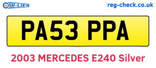 PA53PPA are the vehicle registration plates.