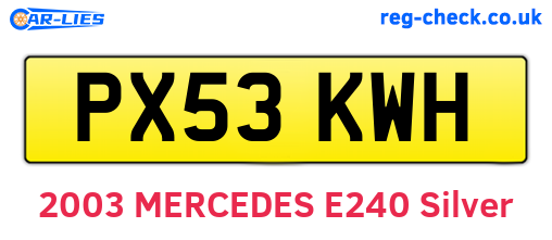 PX53KWH are the vehicle registration plates.