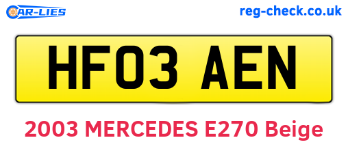 HF03AEN are the vehicle registration plates.