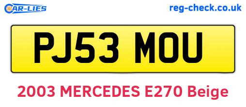 PJ53MOU are the vehicle registration plates.