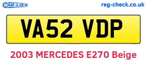 VA52VDP are the vehicle registration plates.