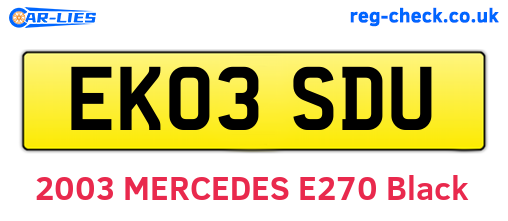 EK03SDU are the vehicle registration plates.
